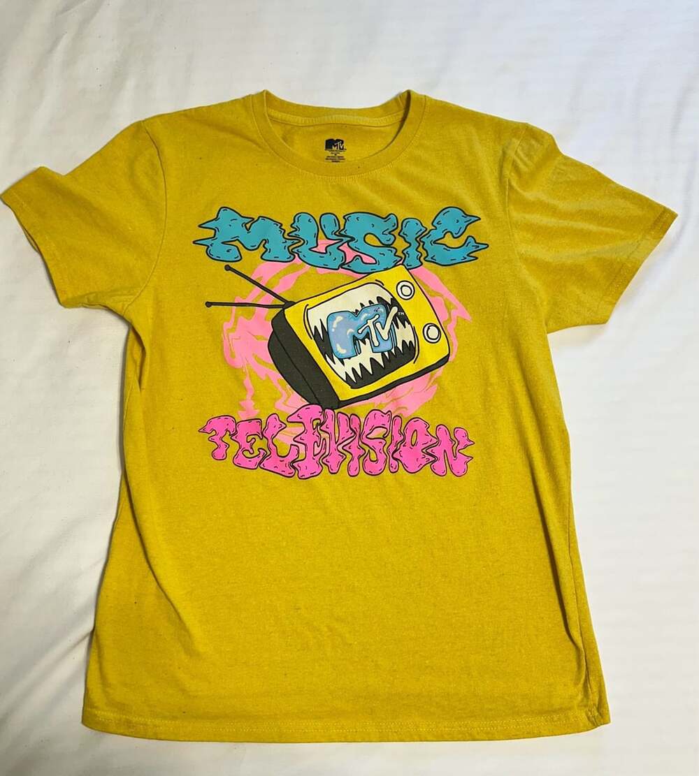 Mtv Music Television Graphic T-Shirt Size M Yellow